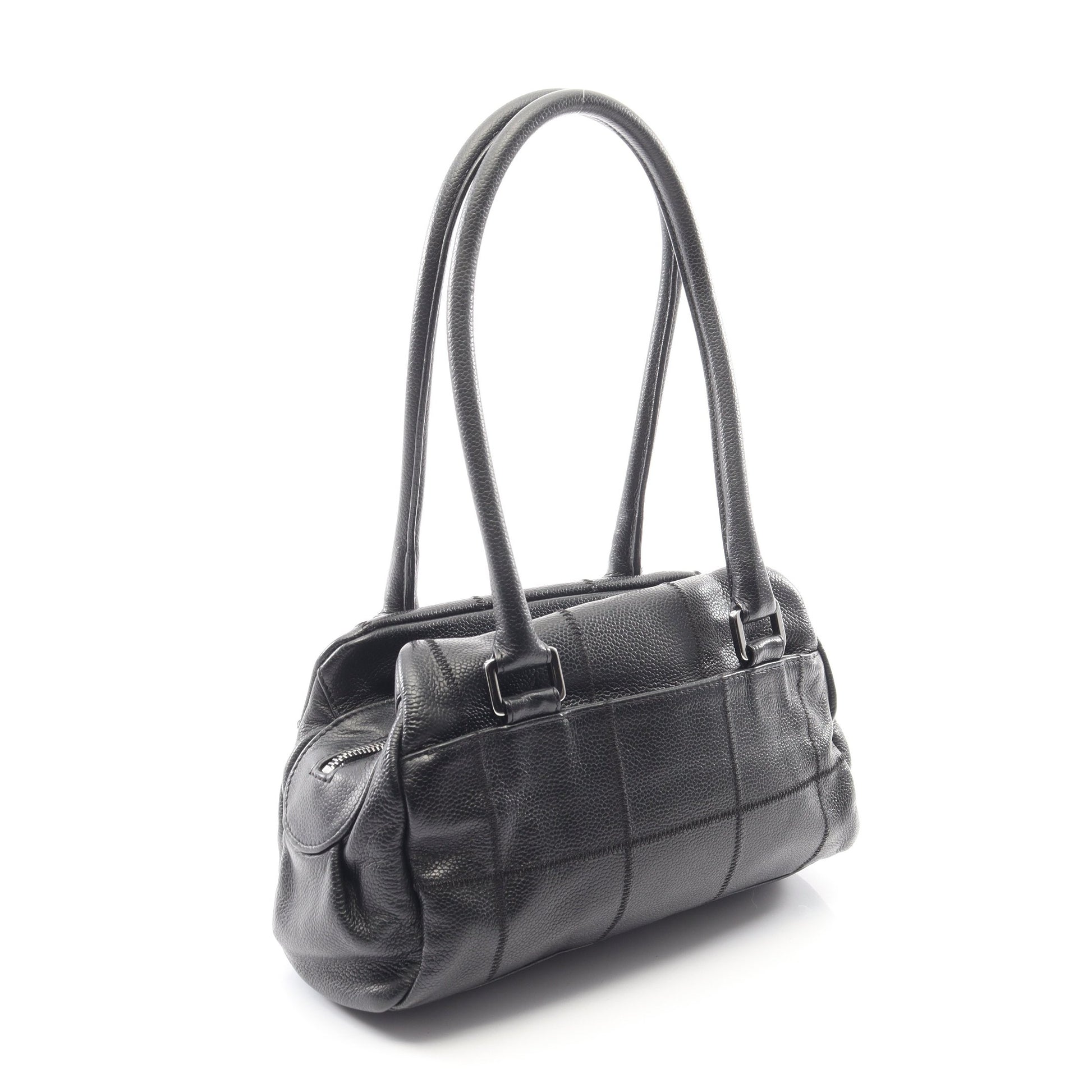 チョコバー ショルダーバッグ キャビアスキン ブラック シルバー金具 シャネル バッグ CHANEL