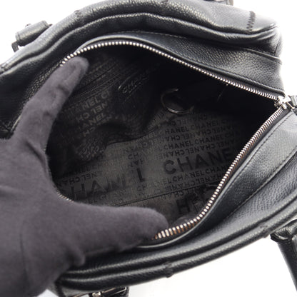 チョコバー ショルダーバッグ キャビアスキン ブラック シルバー金具 シャネル バッグ CHANEL