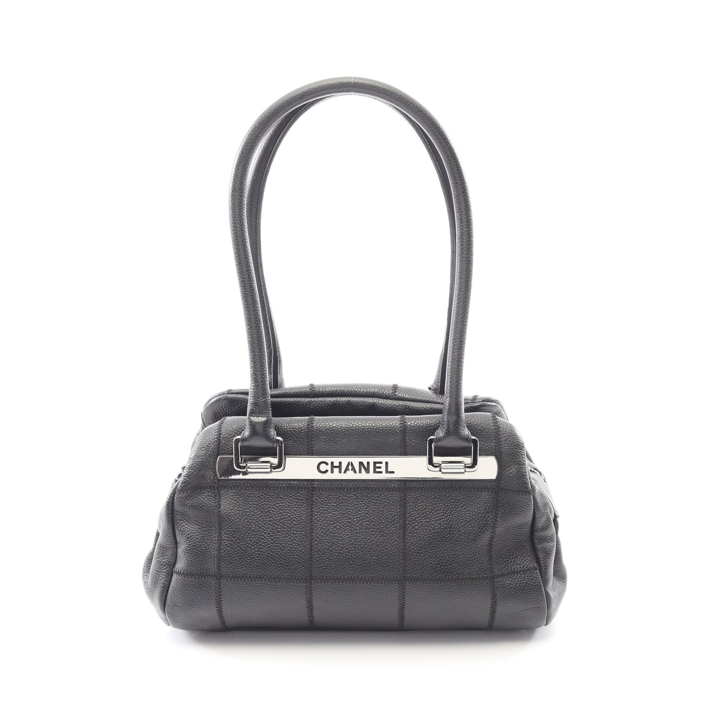 チョコバー ショルダーバッグ キャビアスキン ブラック シルバー金具 シャネル バッグ CHANEL