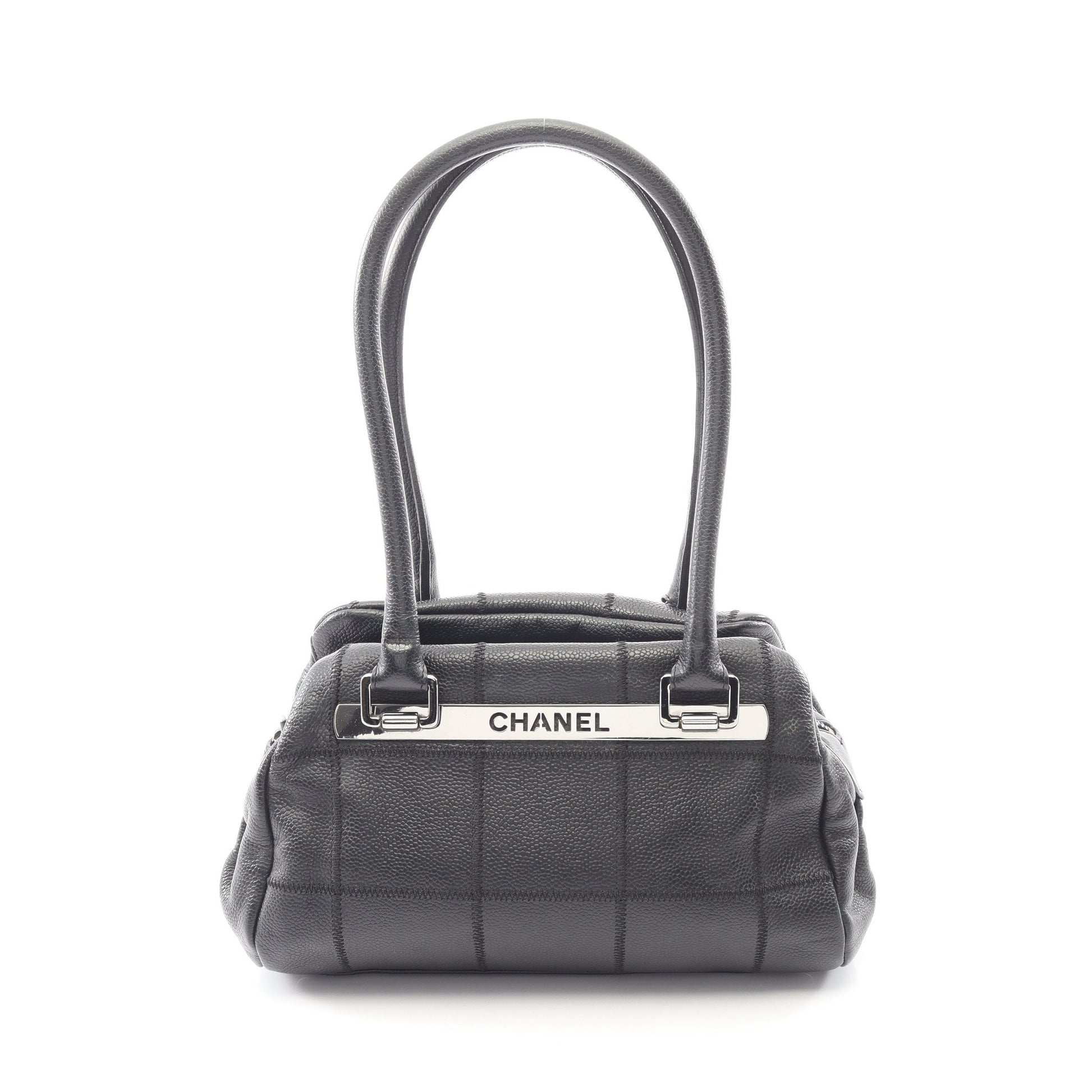 チョコバー ショルダーバッグ キャビアスキン ブラック シルバー金具 シャネル バッグ CHANEL