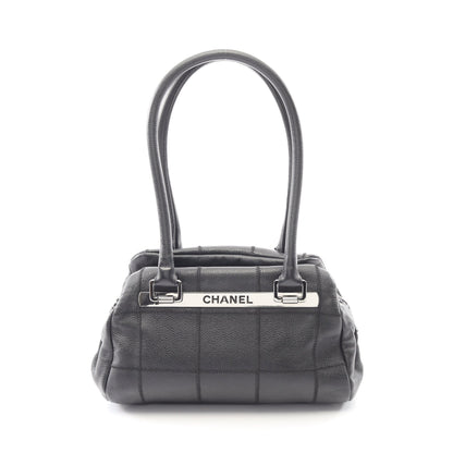 チョコバー ショルダーバッグ キャビアスキン ブラック シルバー金具 シャネル バッグ CHANEL