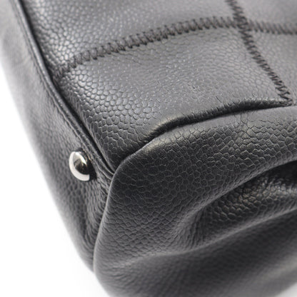 チョコバー ショルダーバッグ キャビアスキン ブラック シルバー金具 シャネル バッグ CHANEL