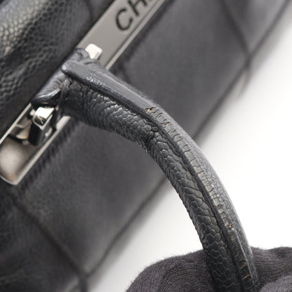 チョコバー ショルダーバッグ キャビアスキン ブラック シルバー金具 シャネル バッグ CHANEL