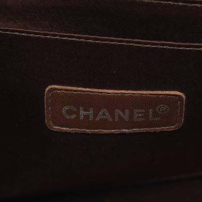 ニュートラベルライン Wチェーンショルダーバッグ ナイロンキャンバス レザー ブラウン シルバー金具 シャネル バッグ CHANEL