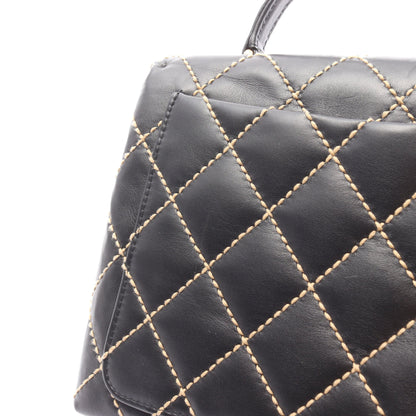 ワイルドステッチ トップハンドル ハンドバッグ レザー ブラック ゴールド金具 シャネル バッグ CHANEL