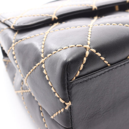 ワイルドステッチ トップハンドル ハンドバッグ レザー ブラック ゴールド金具 シャネル バッグ CHANEL