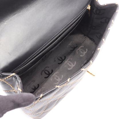 ワイルドステッチ トップハンドル ハンドバッグ レザー ブラック ゴールド金具 シャネル バッグ CHANEL