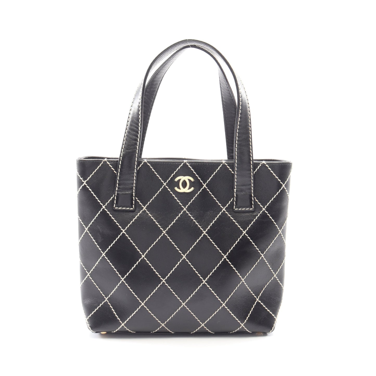 ワイルドステッチ ハンドバッグ トートバッグ レザー ブラック ゴールド金具 シャネル バッグ CHANEL