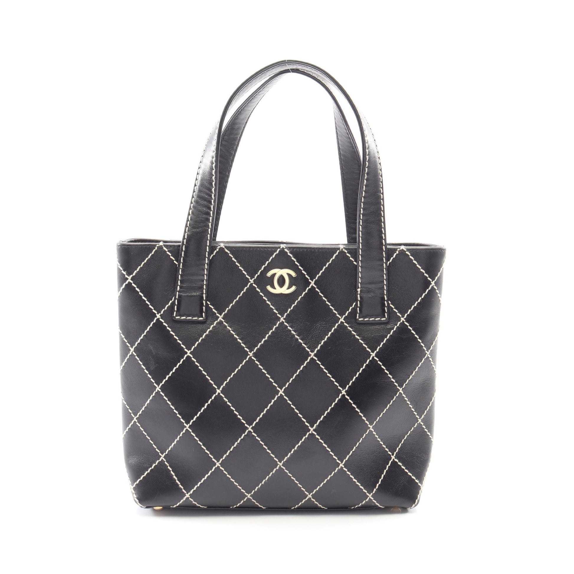 ワイルドステッチ ハンドバッグ トートバッグ レザー ブラック ゴールド金具 シャネル バッグ CHANEL