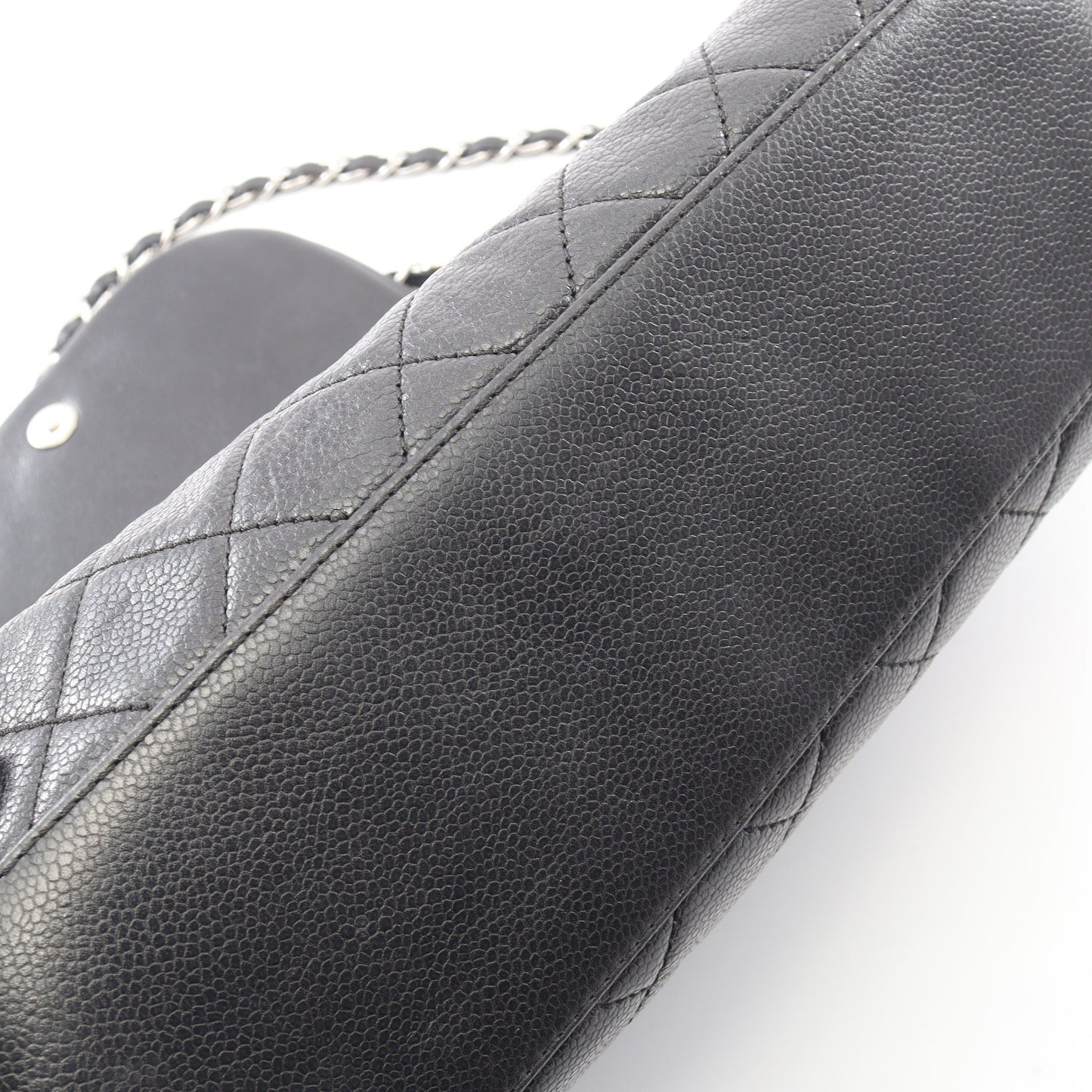 マトラッセ チェーンショルダーバッグ キャビアスキン ブラック シルバー金具 シャネル バッグ CHANEL