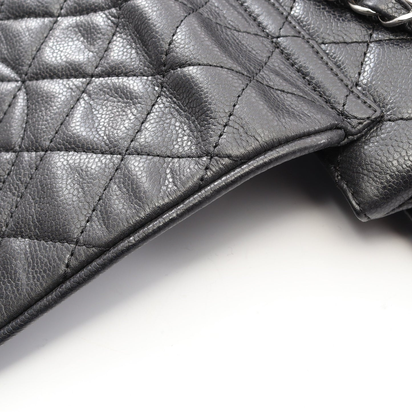 マトラッセ チェーンショルダーバッグ キャビアスキン ブラック シルバー金具 シャネル バッグ CHANEL