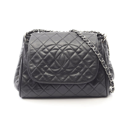 マトラッセ チェーンショルダーバッグ キャビアスキン ブラック シルバー金具 シャネル バッグ CHANEL