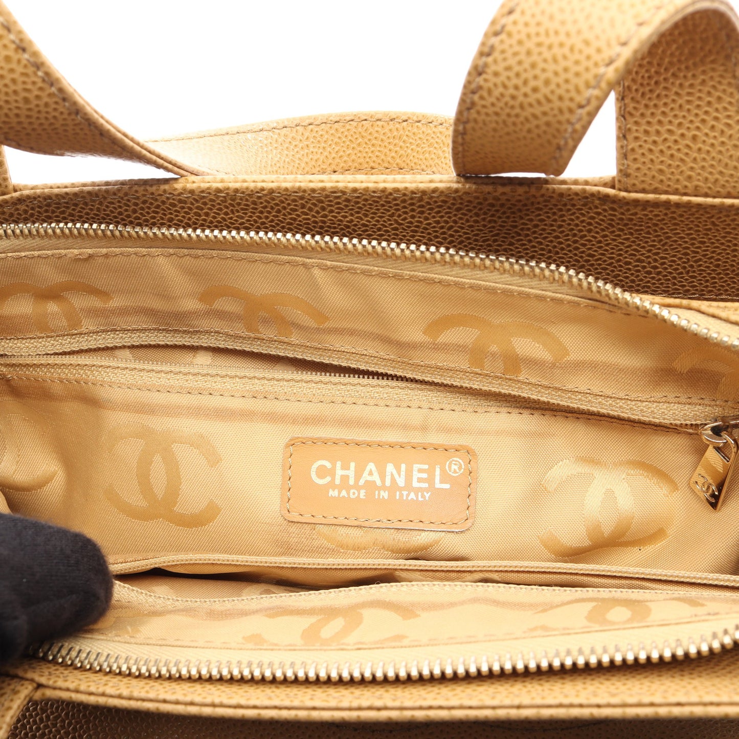 ココマーク ハンドバッグ トートバッグ キャビアスキン ベージュ ゴールド金具 シャネル バッグ CHANEL