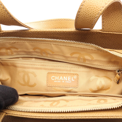 ココマーク ハンドバッグ トートバッグ キャビアスキン ベージュ ゴールド金具 シャネル バッグ CHANEL