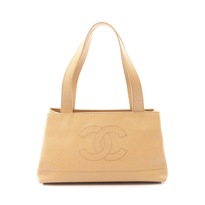 ココマーク ハンドバッグ トートバッグ キャビアスキン ベージュ ゴールド金具 シャネル バッグ CHANEL