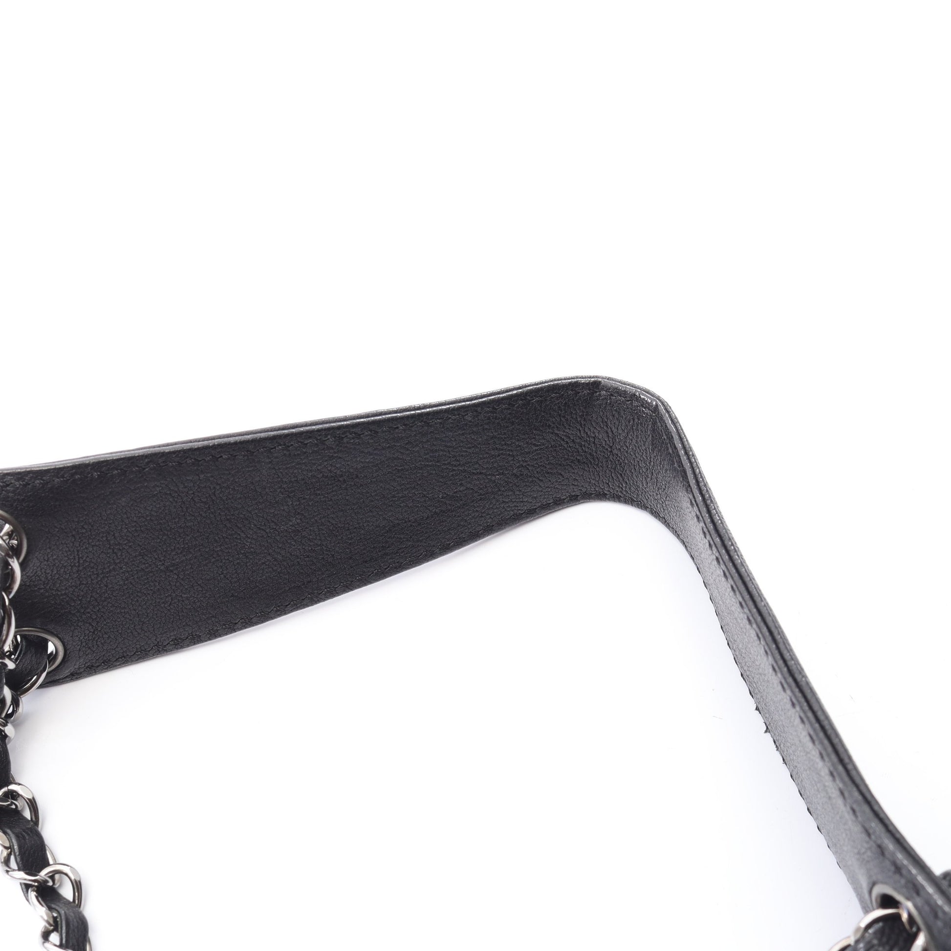 ダイヤステッチ チェーンショルダーバッグ レザー ブラック シルバー金具 シャネル バッグ CHANEL