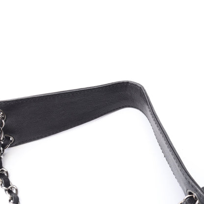 ダイヤステッチ チェーンショルダーバッグ レザー ブラック シルバー金具 シャネル バッグ CHANEL