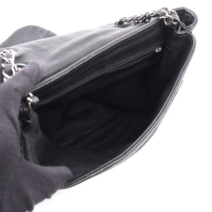 ダイヤステッチ チェーンショルダーバッグ レザー ブラック シルバー金具 シャネル バッグ CHANEL