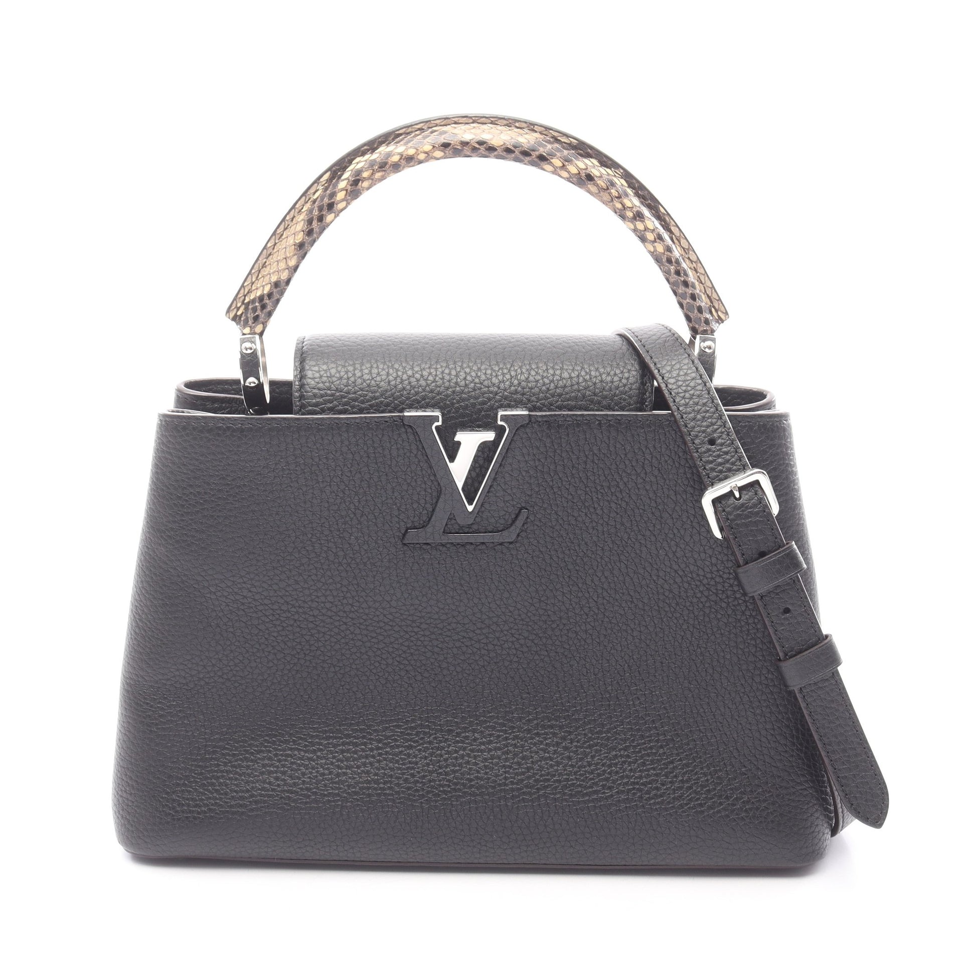 カプシーヌMM ノワール 2WAY ハンドバッグ レザー パイソン ブラック ルイヴィトン バッグ LOUIS VUITTON