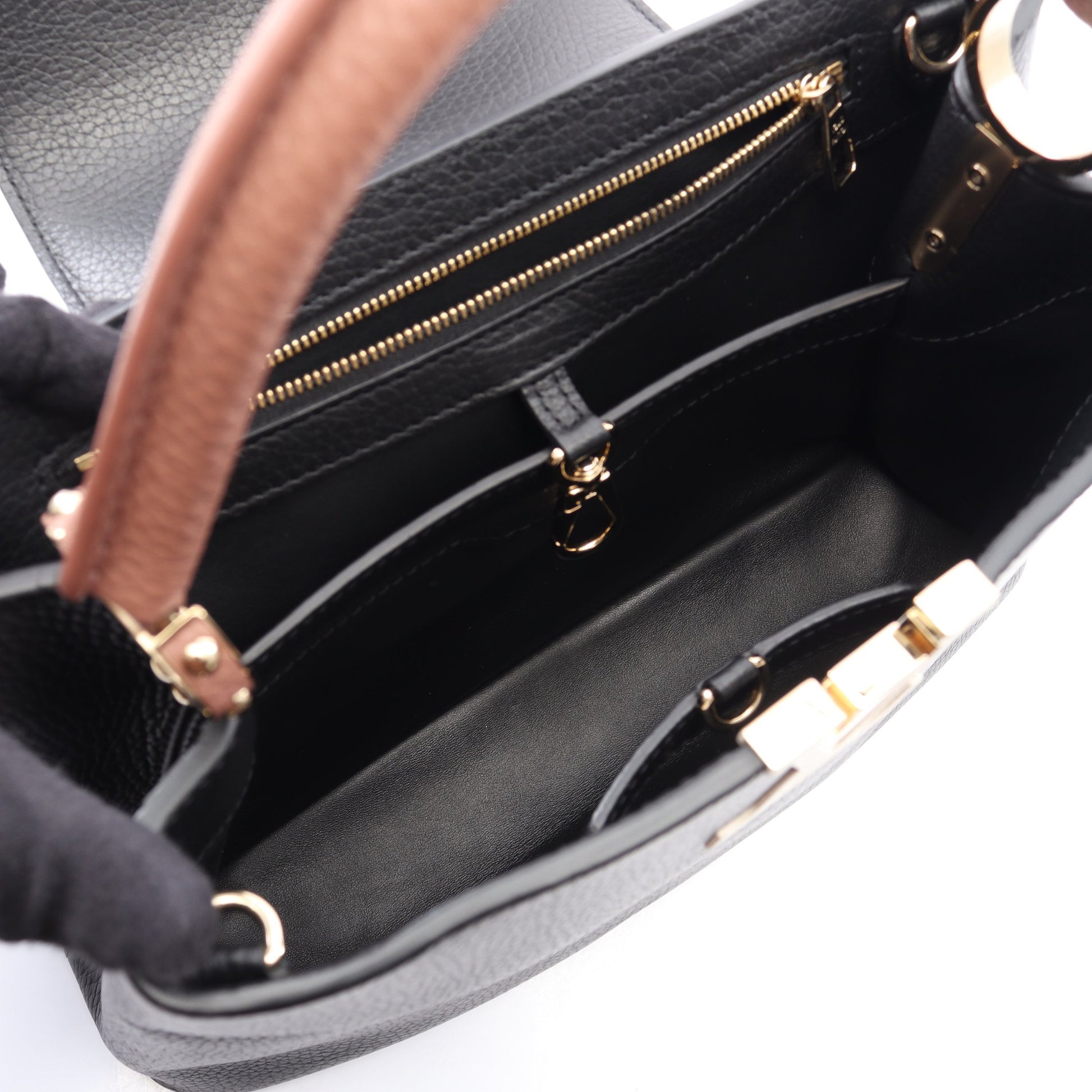 カプシーヌMM 2WAY ハンドバッグ レザー ブラック ピンクベージュ ルイヴィトン バッグ LOUIS VUITTON