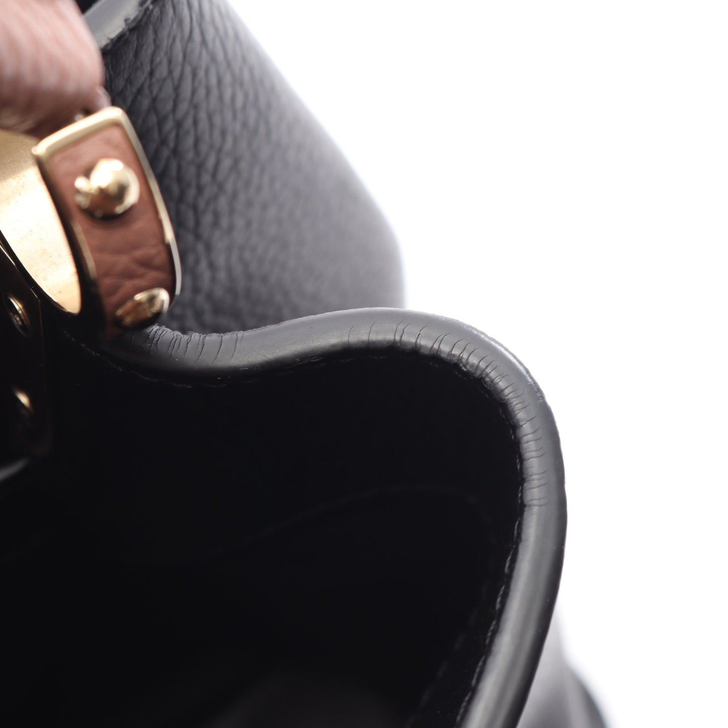 カプシーヌMM 2WAY ハンドバッグ レザー ブラック ピンクベージュ ルイヴィトン バッグ LOUIS VUITTON