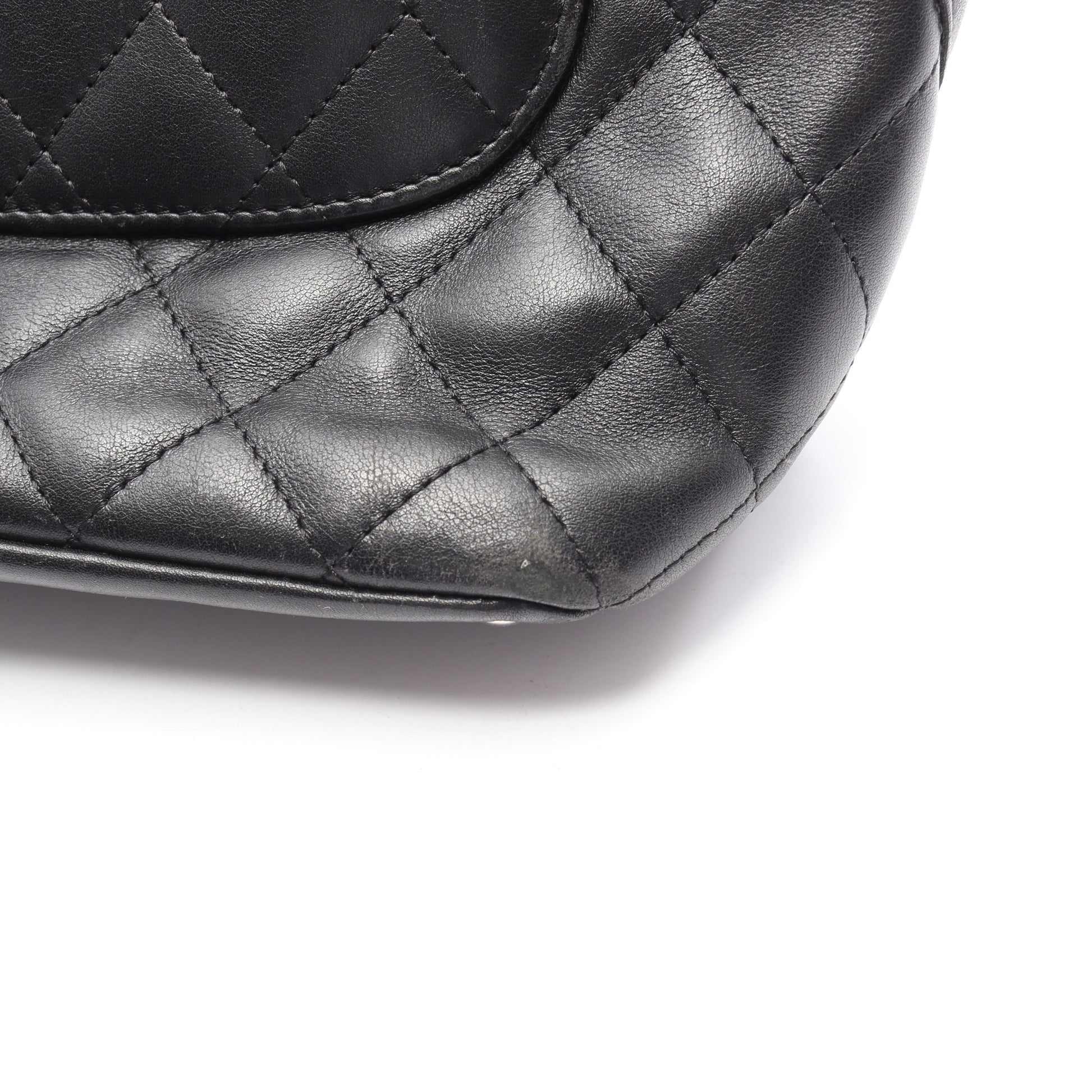 カンボンライン ミディアム ハンドバッグ トートバッグ レザー ブラック シルバー金具 シャネル バッグ CHANEL
