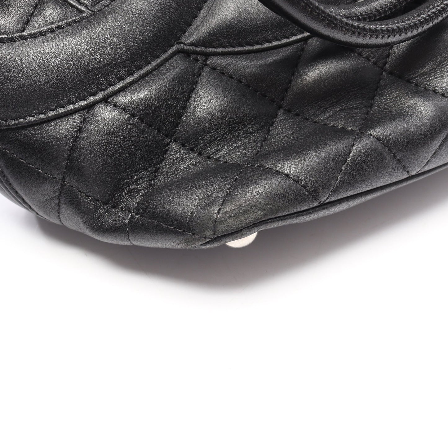 カンボンライン ミディアム ハンドバッグ トートバッグ レザー ブラック シルバー金具 シャネル バッグ CHANEL