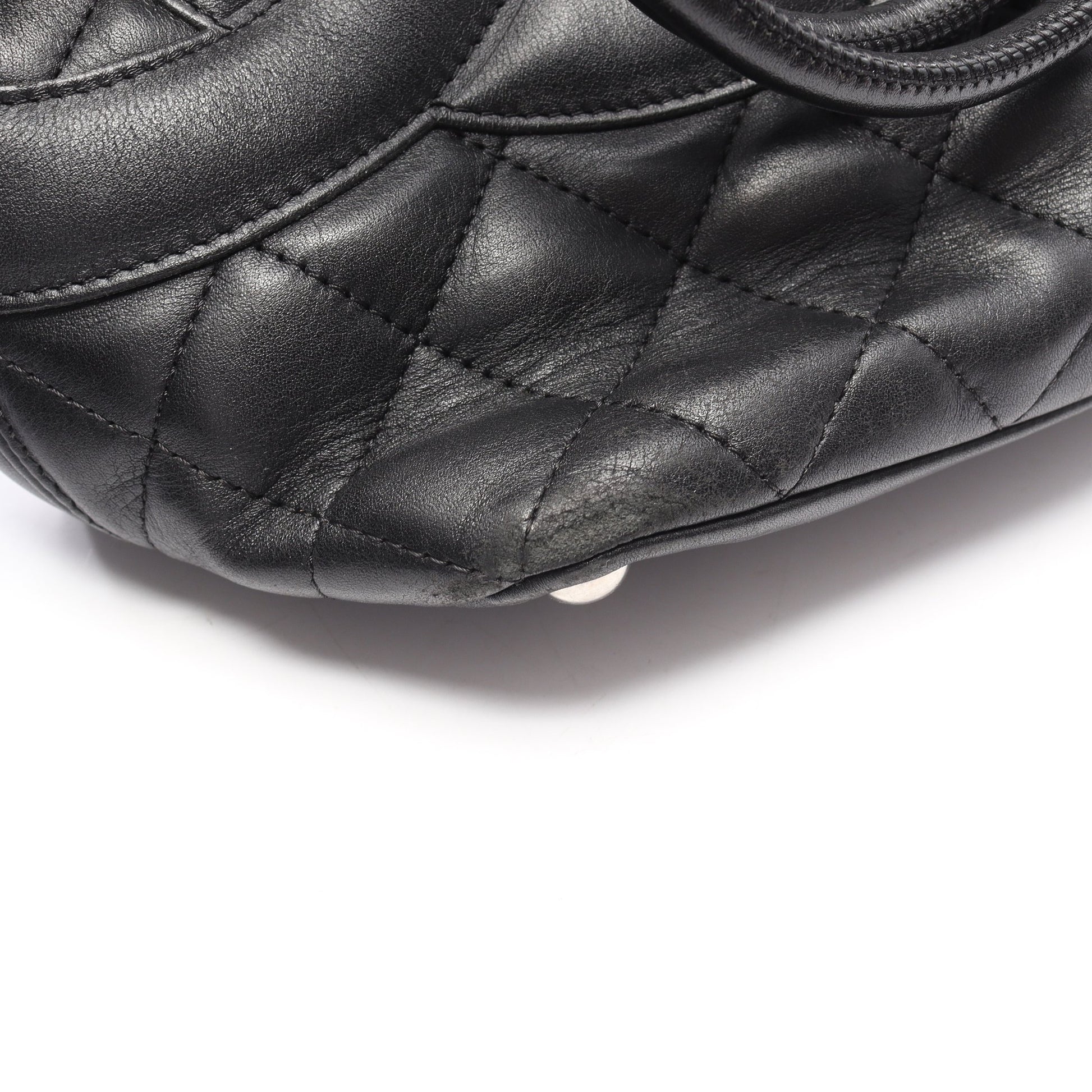 カンボンライン ミディアム ハンドバッグ トートバッグ レザー ブラック シルバー金具 シャネル バッグ CHANEL