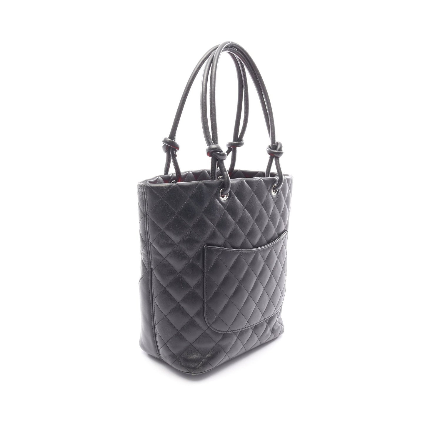 カンボンライン ミディアム ハンドバッグ トートバッグ レザー ブラック シルバー金具 シャネル バッグ CHANEL