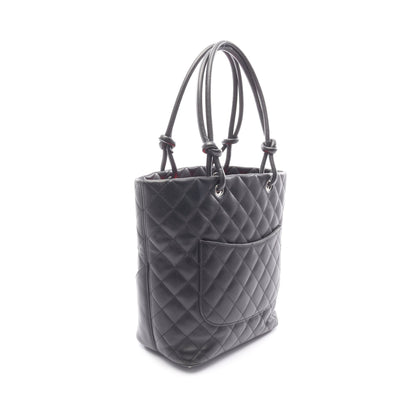 カンボンライン ミディアム ハンドバッグ トートバッグ レザー ブラック シルバー金具 シャネル バッグ CHANEL