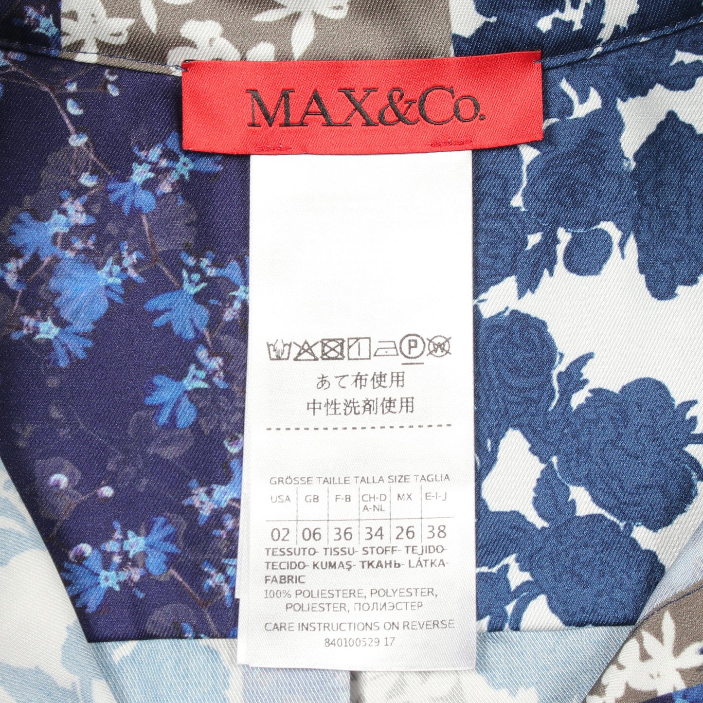 花柄 シャツワンピース ホワイト ネイビー カーキグリーン マックスアンドコー ワンピース MAX&Co.