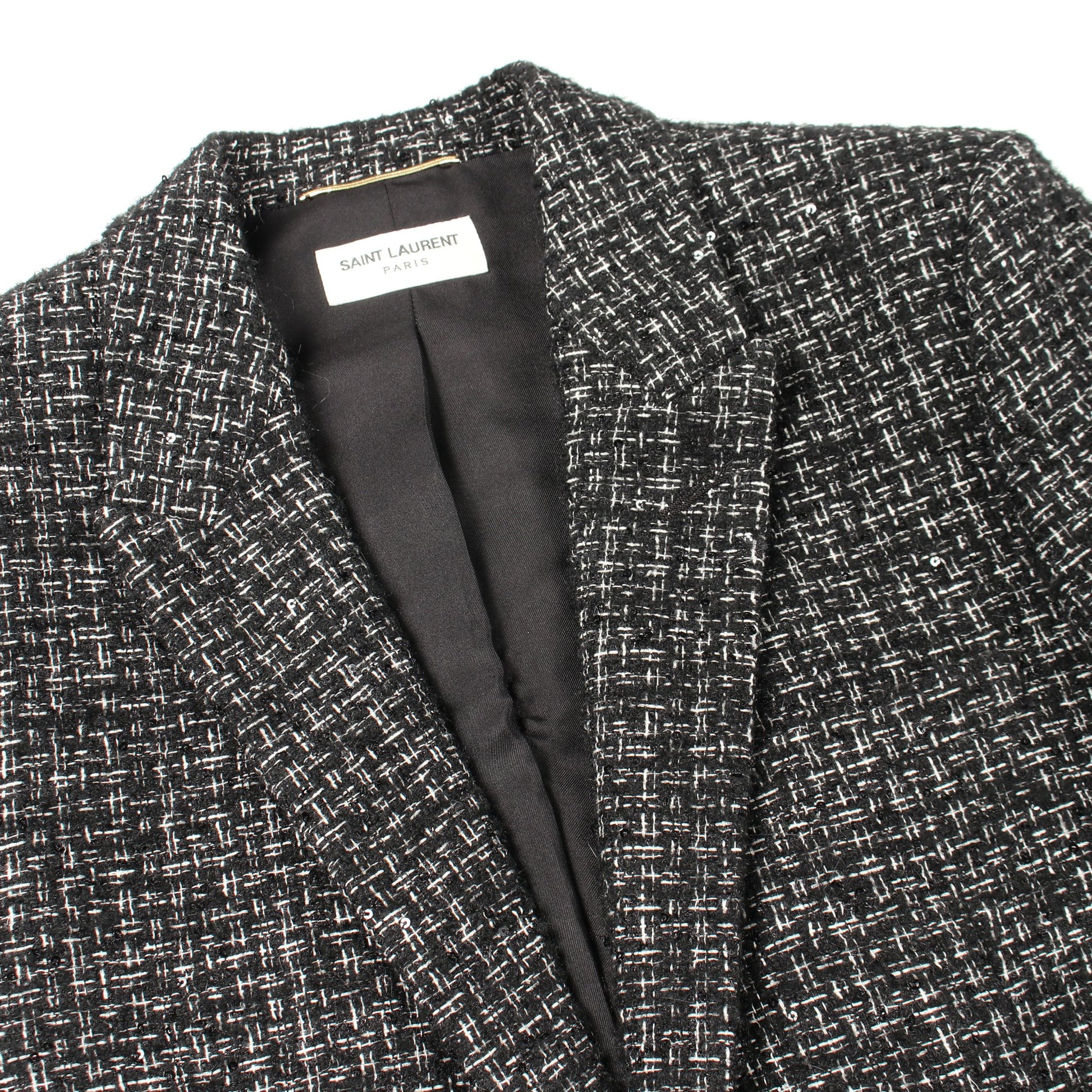 ツイード スパンコール ジャケット ブラック サンローランパリ アウター SAINT LAURENT PARIS