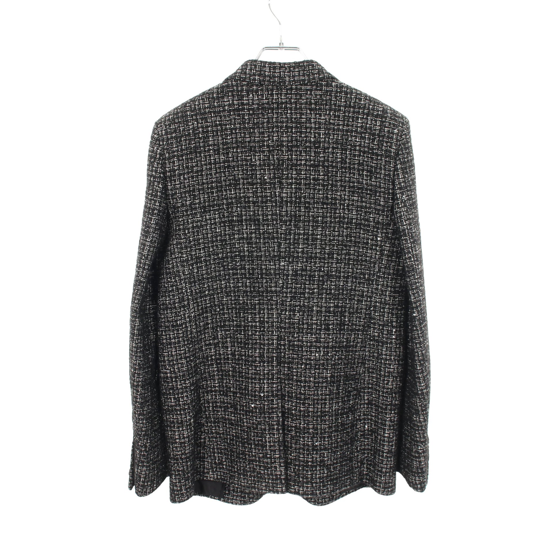 ツイード スパンコール ジャケット ブラック サンローランパリ アウター SAINT LAURENT PARIS