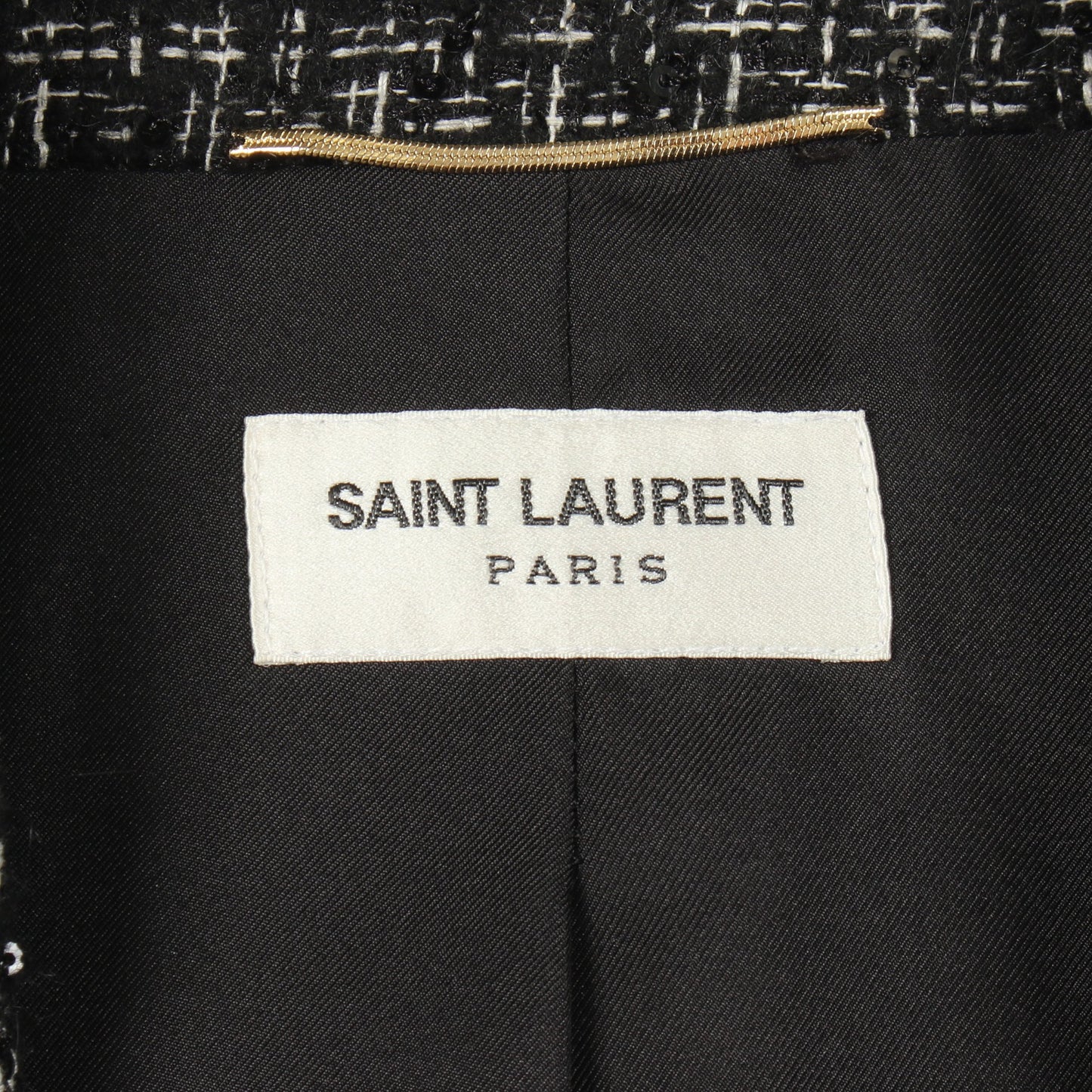 ツイード スパンコール ジャケット ブラック サンローランパリ アウター SAINT LAURENT PARIS