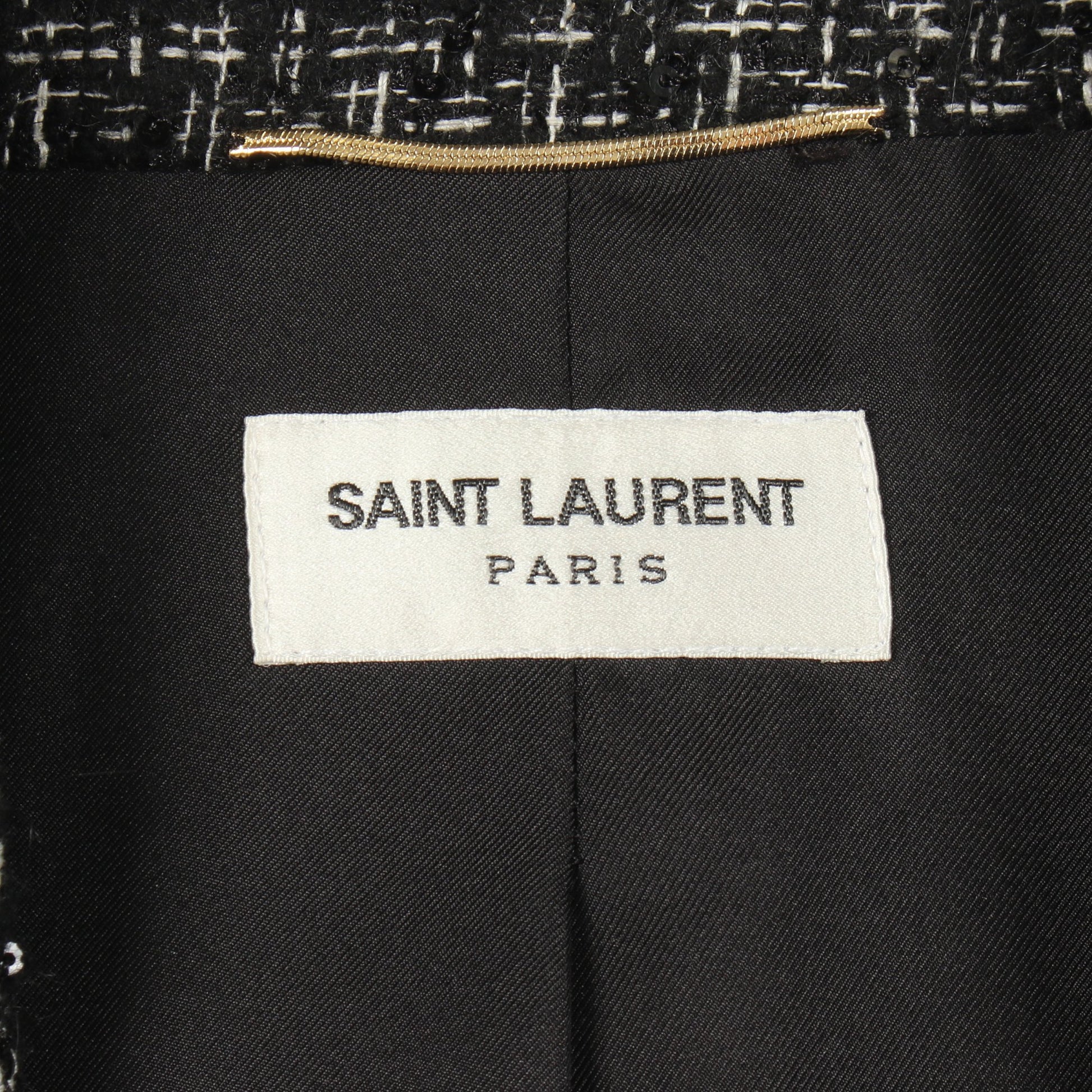 ツイード スパンコール ジャケット ブラック サンローランパリ アウター SAINT LAURENT PARIS