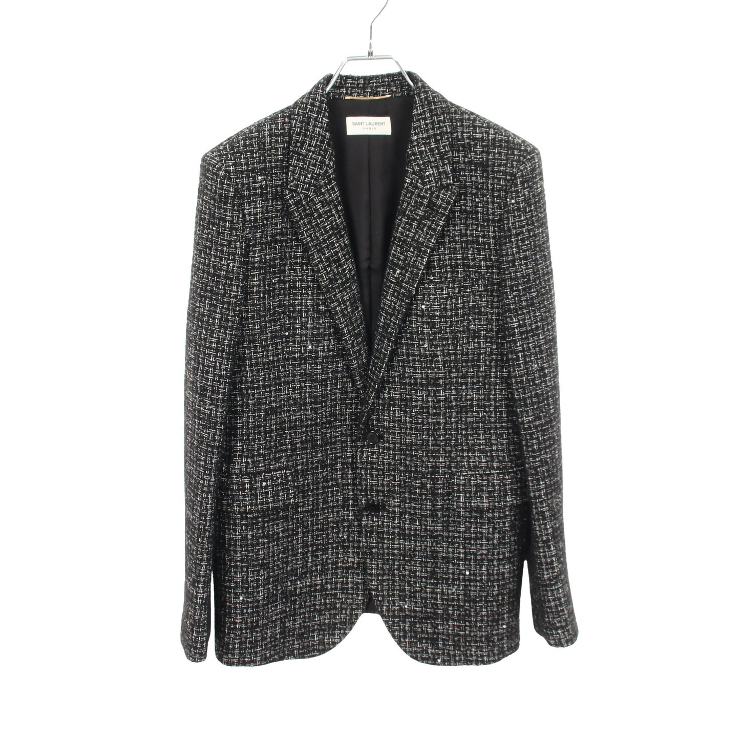 ツイード スパンコール ジャケット ブラック サンローランパリ アウター SAINT LAURENT PARIS