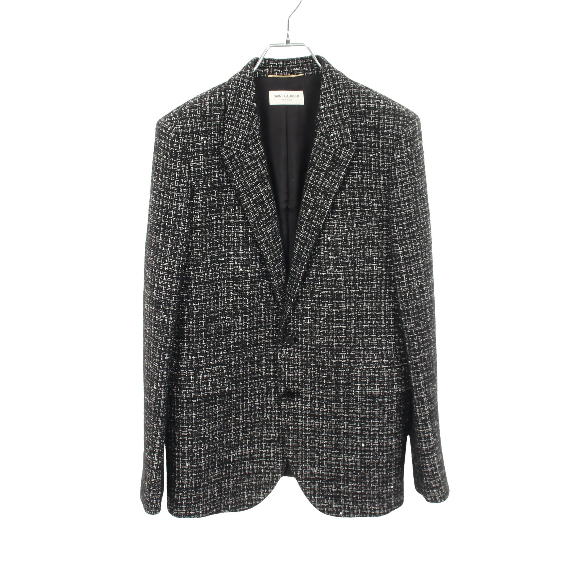 ツイード スパンコール ジャケット ブラック サンローランパリ アウター SAINT LAURENT PARIS