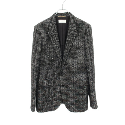 ツイード スパンコール ジャケット ブラック サンローランパリ アウター SAINT LAURENT PARIS