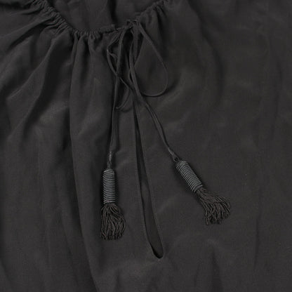 タッセル Vネック ブラウス シルク ブラック サンローランパリ トップス SAINT LAURENT PARIS