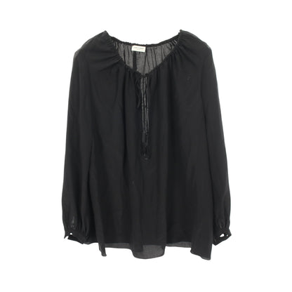 タッセル Vネック ブラウス シルク ブラック サンローランパリ トップス SAINT LAURENT PARIS
