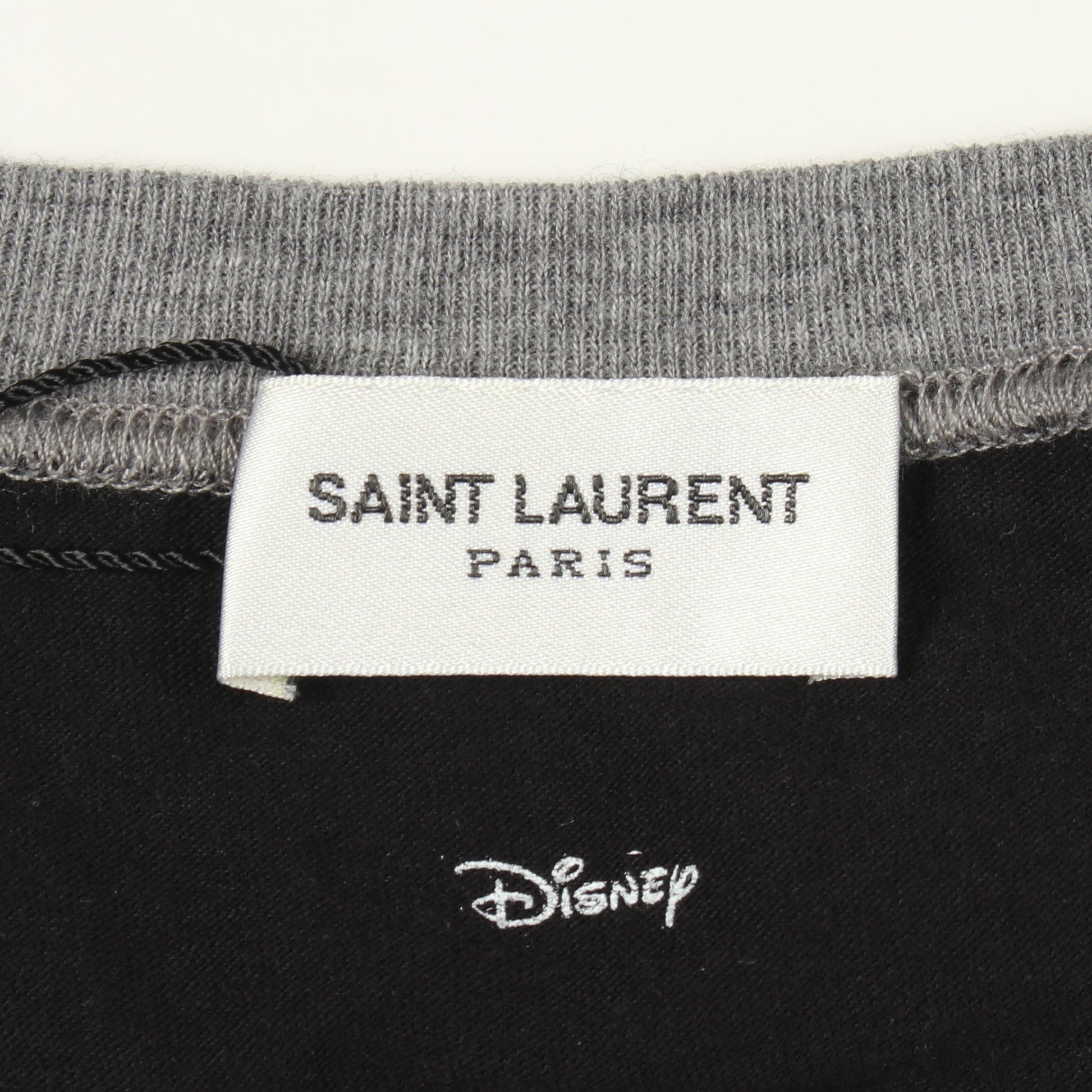 SAINT LAURENT PARIS × Disney ミッキーマウス 長袖Tシャツ コットン ブラック グレー マルチカラー サンローランパリ トップス SAINT LAURENT PARIS