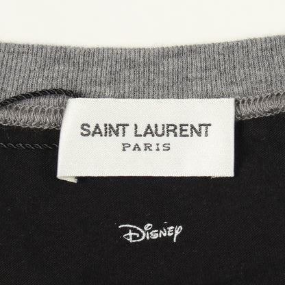 SAINT LAURENT PARIS × Disney ミッキーマウス 長袖Tシャツ コットン ブラック グレー マルチカラー サンローランパリ トップス SAINT LAURENT PARIS
