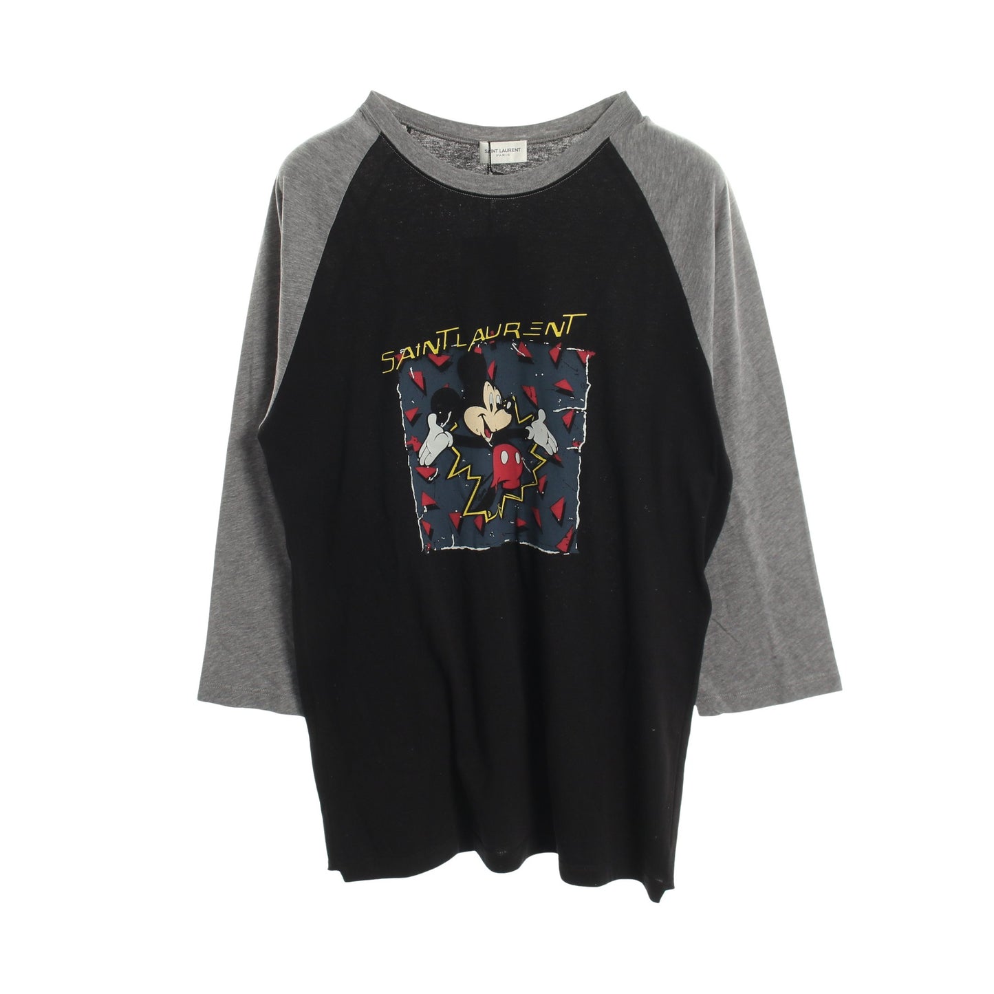 SAINT LAURENT PARIS × Disney ミッキーマウス 長袖Tシャツ コットン ブラック グレー マルチカラー サンローランパリ トップス SAINT LAURENT PARIS