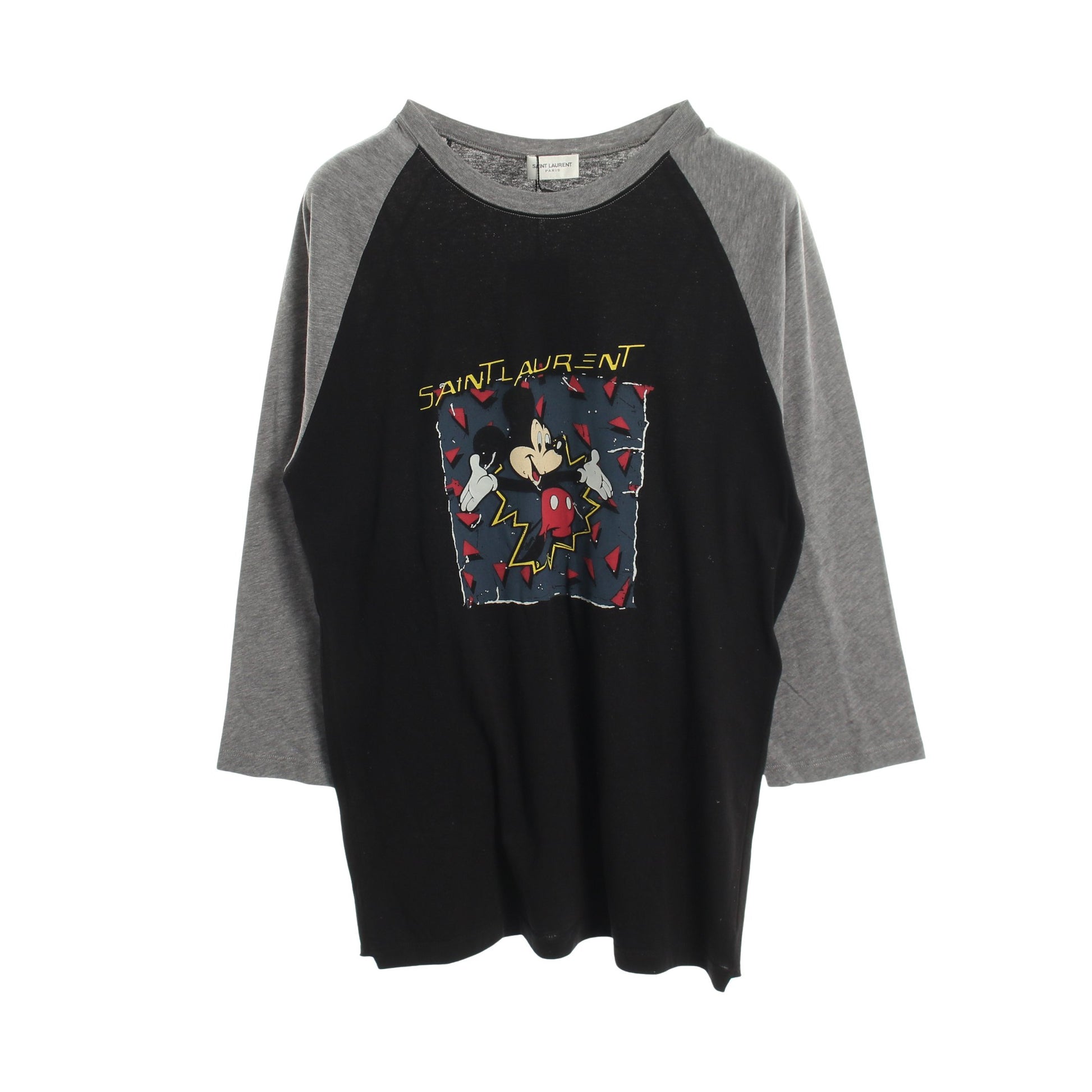 SAINT LAURENT PARIS × Disney ミッキーマウス 長袖Tシャツ コットン ブラック グレー マルチカラー サンローランパリ トップス SAINT LAURENT PARIS