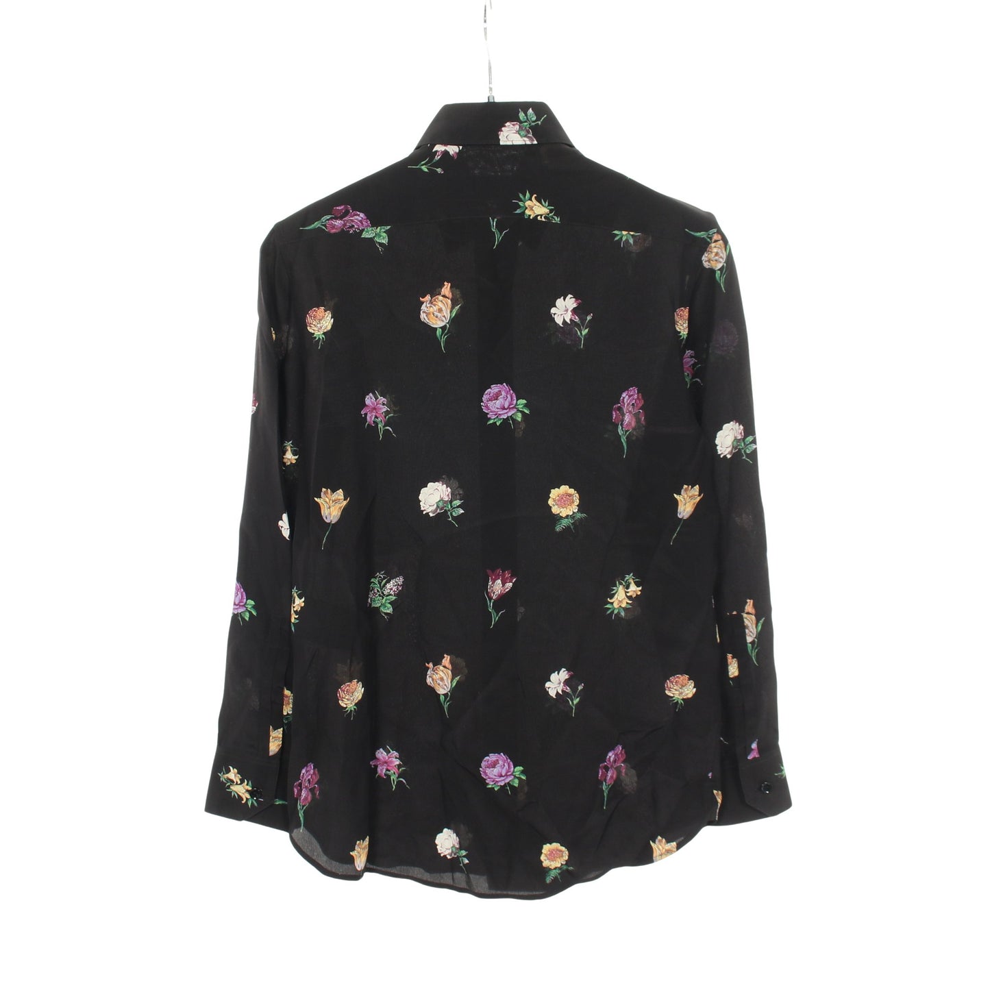 花柄 長袖 シャツ シルク ブラック マルチカラー サンローランパリ トップス SAINT LAURENT PARIS