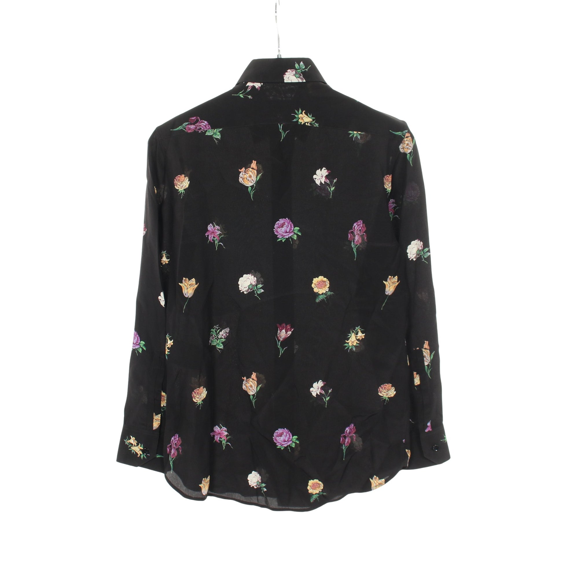 花柄 長袖 シャツ シルク ブラック マルチカラー サンローランパリ トップス SAINT LAURENT PARIS