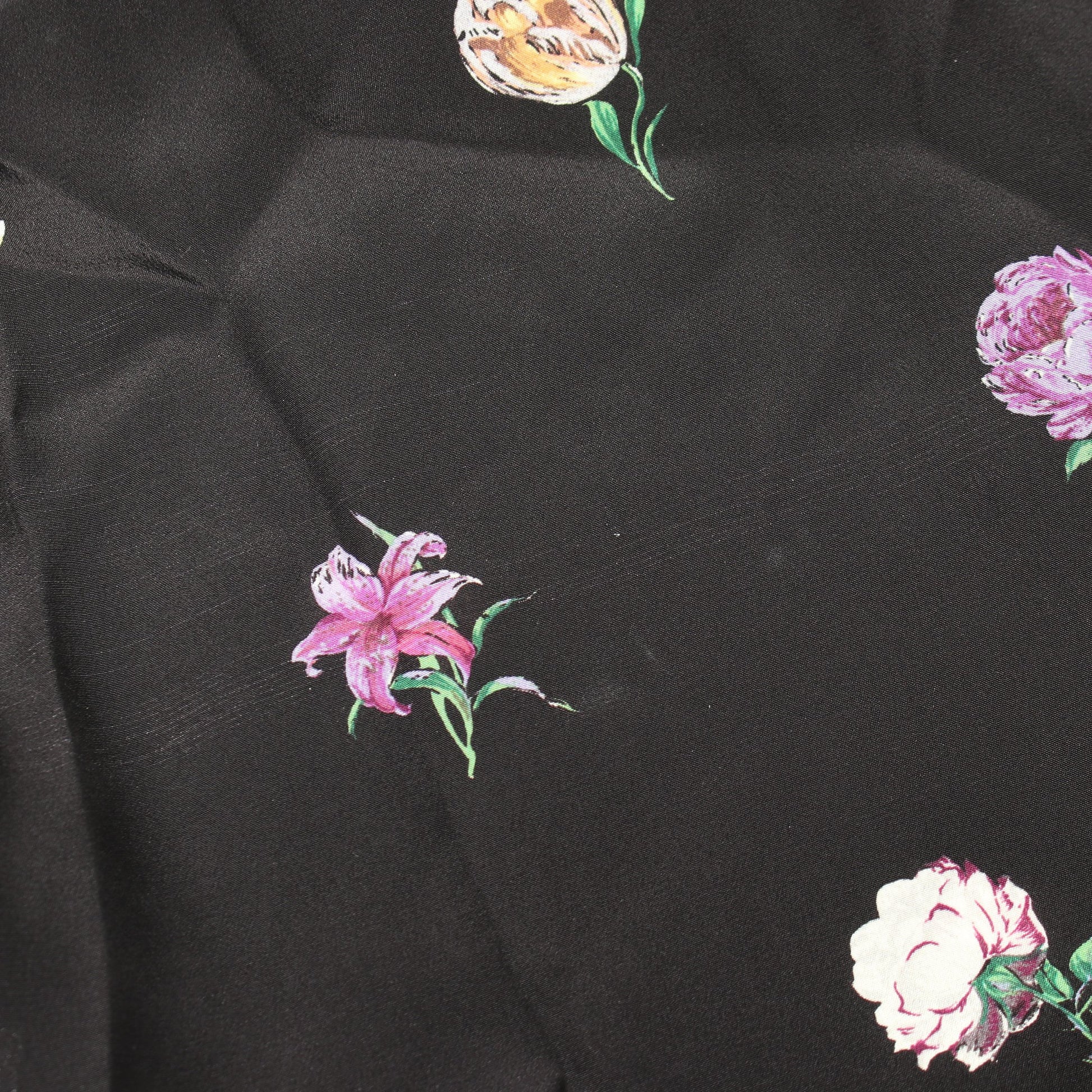 花柄 長袖 シャツ シルク ブラック マルチカラー サンローランパリ トップス SAINT LAURENT PARIS