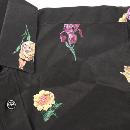 花柄 長袖 シャツ シルク ブラック マルチカラー サンローランパリ トップス SAINT LAURENT PARIS