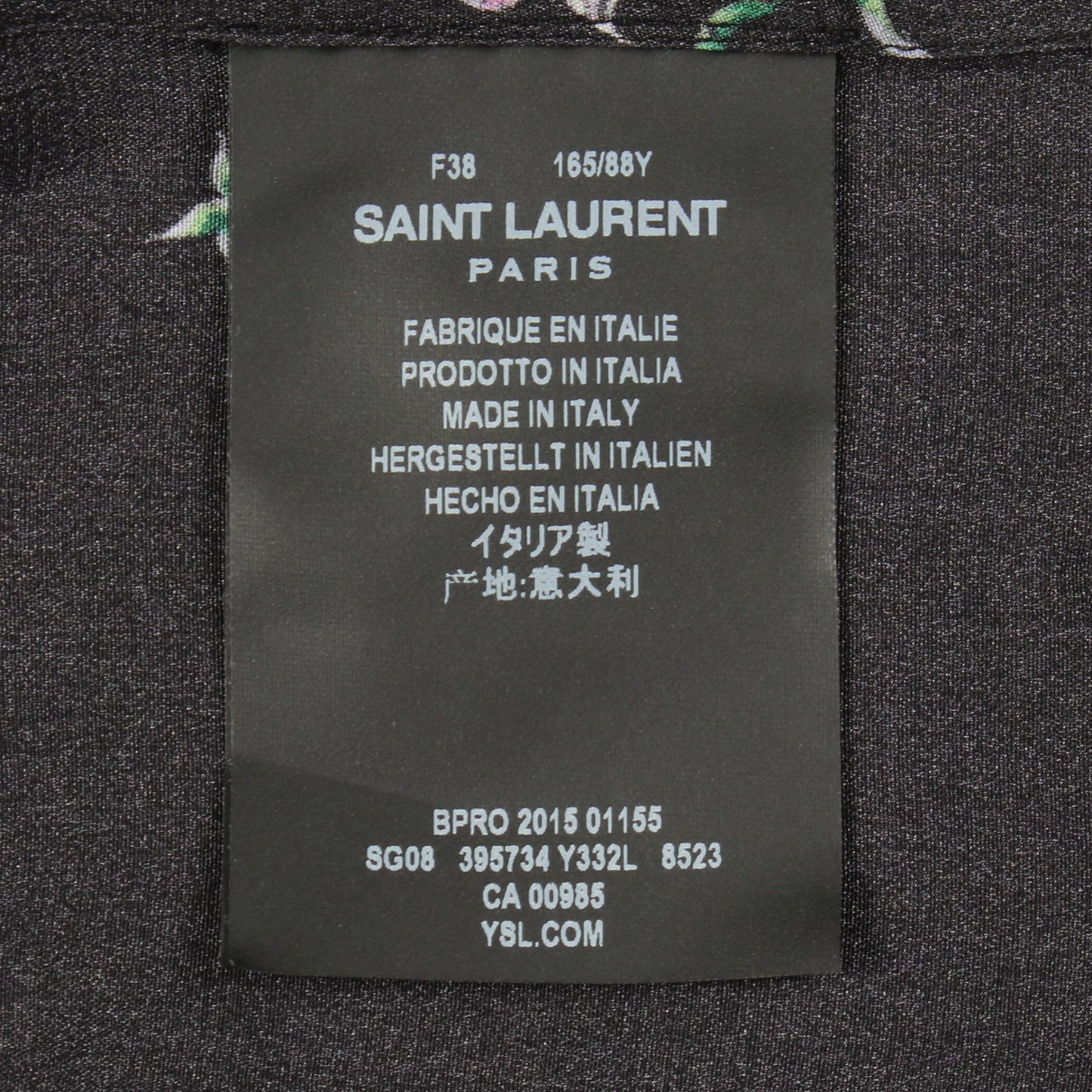 花柄 長袖 シャツ シルク ブラック マルチカラー サンローランパリ トップス SAINT LAURENT PARIS