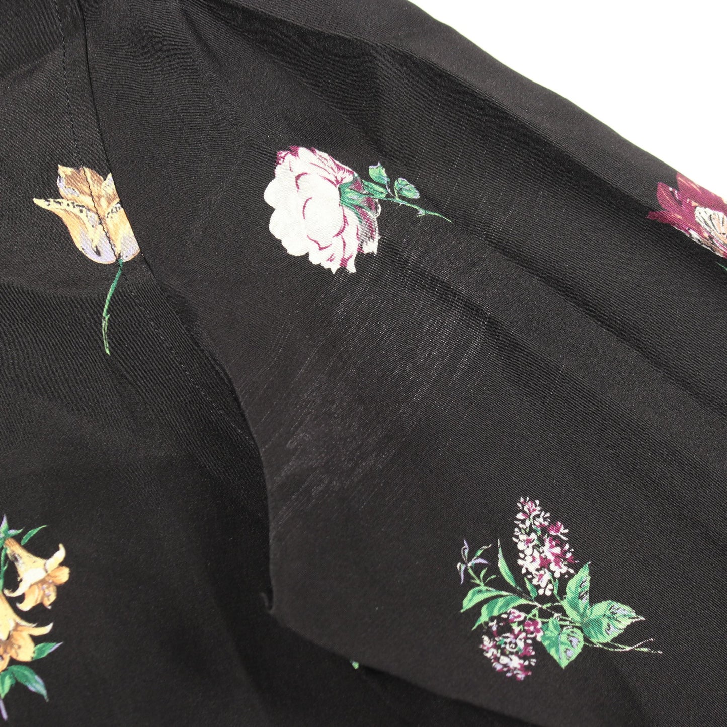 花柄 長袖 シャツ シルク ブラック マルチカラー サンローランパリ トップス SAINT LAURENT PARIS